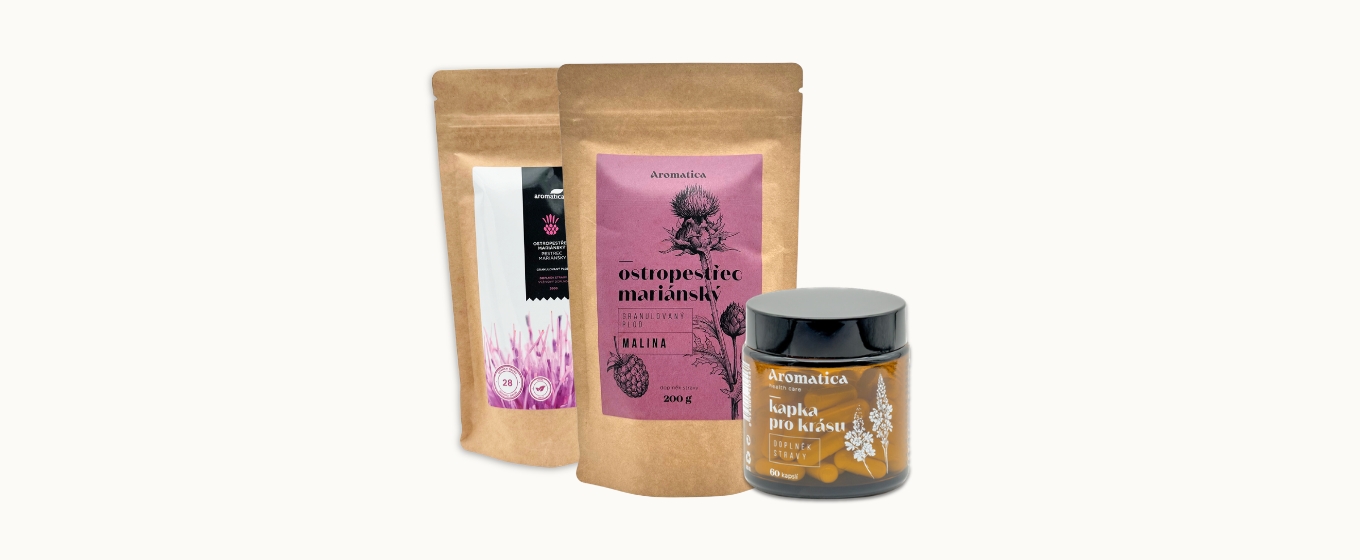 Doplňky stravy Aromatica – Kapka pro krásu a ostropestřec mariánský